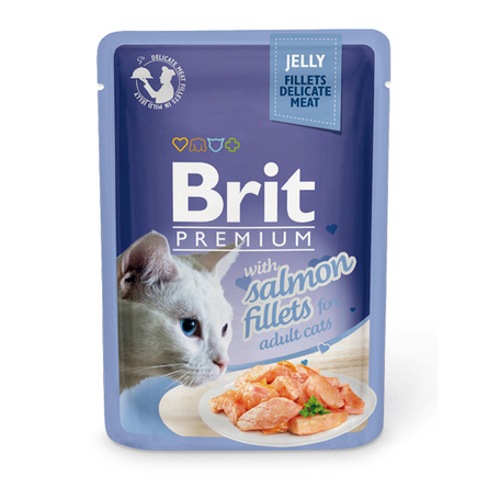 Brit влажный корм для кошек (кусочки из филе лосося в желе) – интернет-магазин Ле’Муррр