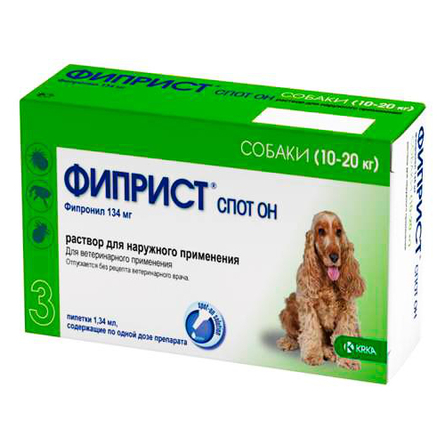 KRKA Фиприст Спот-он Инсектоакарицидный препарат для собак 10-20 кг, 1 пипетка 1,34 мл – интернет-магазин Ле’Муррр