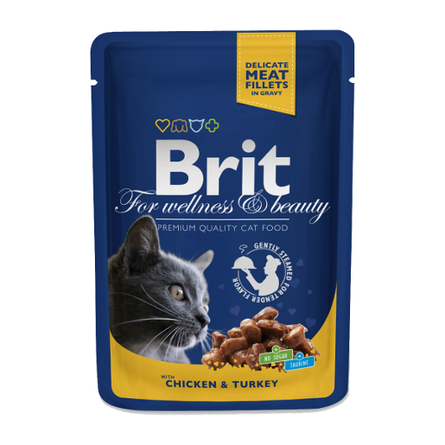 Brit Premium Кусочки паштета в соусе для взрослых кошек (с курицей и индейкой) – интернет-магазин Ле’Муррр
