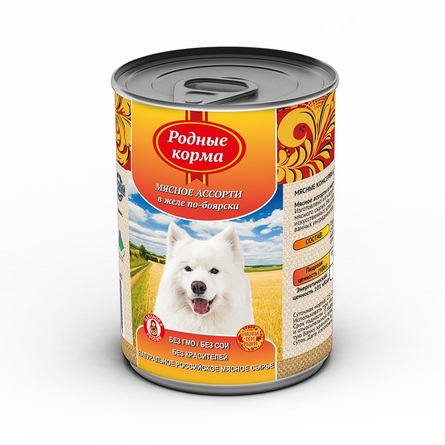 РОДНЫЕ КОРМА консервы для собак (мясное ассорти в желе по-боярски) – интернет-магазин Ле’Муррр