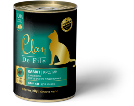 Clan De File Кролик в желе с таурином и инулином для взрослых кошек – интернет-магазин Ле’Муррр