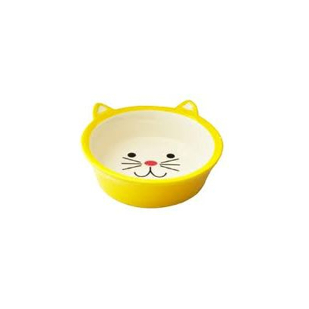 N1 Миска для кошек, в виде мордочки кошки, желтая, керамика – интернет-магазин Ле’Муррр