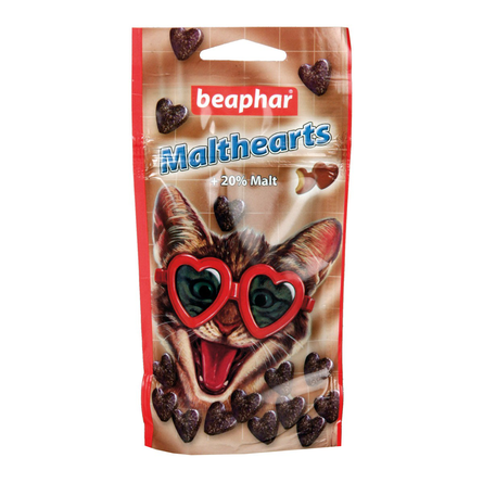 Beaphar Malt-Hearts Витаминизированное лакомство в виде сердечек для взрослых кошек для выведения шерсти (с солодом) – интернет-магазин Ле’Муррр