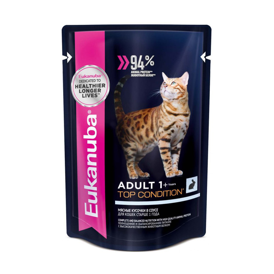 Eukanuba Adult Top Condition Кусочки паштета в соусе для взрослых кошек (с кроликом)