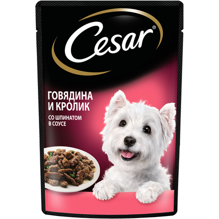Влажный корм Cesar® для взрослых собак, с говядиной, кроликом и шпинатом в соусе – интернет-магазин Ле’Муррр
